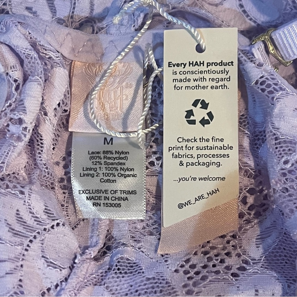 NWT Free People X HAH Comin in Haht Lace Bodysuit Size Medium Lavender Lingerie - Picture 13 of 14